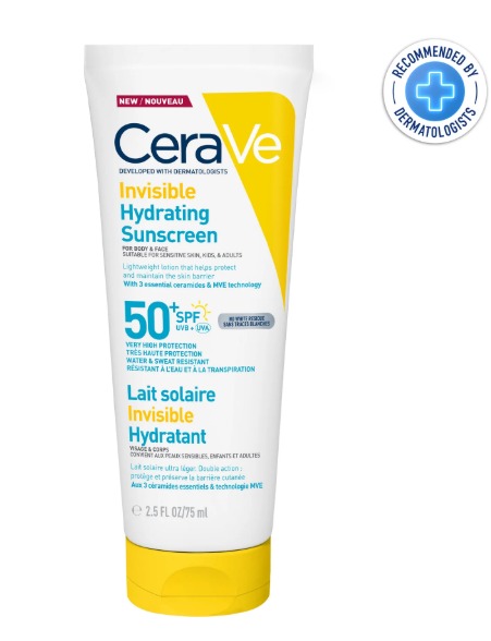CeraVe Lait Solaire Invisible Hydratant SPF 50+ Visage & Corps 75 ml