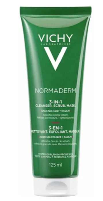 Vichy Normaderm 3-en-1 Exfoliant + Nettoyant + Masque 125 ml